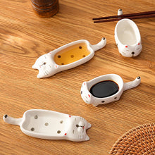 Load image into Gallery viewer, Cute Cat Ceramic Small Dish | White Japanese Soy Sauces Bowl - 1 Pc