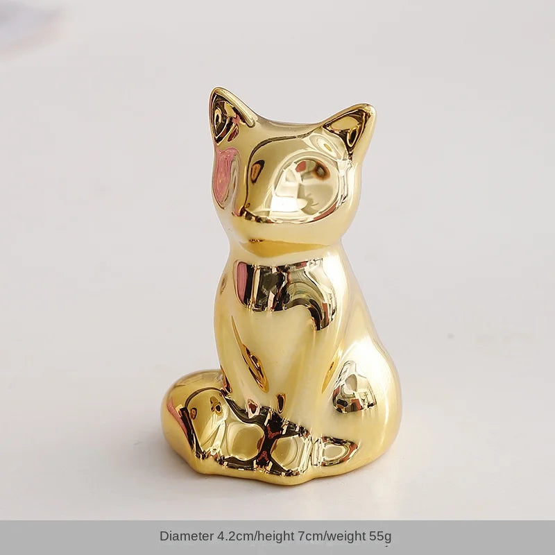 Cute Gold Cat Ring Holder | Ceramic Jewelry Rack - 1 Pc