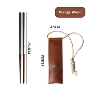 Collapsible Chopsticks with Hanging Bag | Metal Travel Foldable Portable Camping Chopstick Set