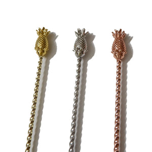 Pineapple Tiki Swizzle Sticks | Stainless Steel Cocktail Drink Stirrers - 1 Pc