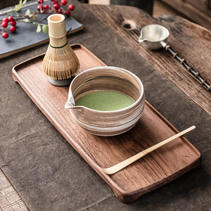 4-Piece Matcha Bowl Whisk Scoop and Whisk Holder Set | Bamboo Wisk and Spoon with Chawan - 1 Set