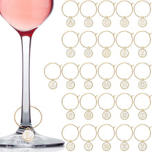 Load image into Gallery viewer, Alphabetical Name Wine Charms | Stem Glass Rings with Letters - 1 Set