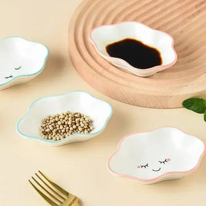 Cute Cloud Soy Sauce Dish | White Ceramic Dipping Bowl - 1 Pc