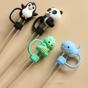 Cute Animal Silicone Straw Covers | Reusable Cup Caps - 1 Pc