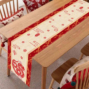 Snake Chinese New Year Linen Table Runner | Lunar Gifts 2025 - 1 Pc