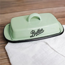 Load image into Gallery viewer, Retro Enamel Butter Dish with Lid | Mint Green Ceramic Holder - 1 Pc