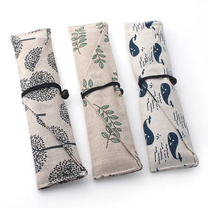 Japanese Portable Chopsticks & Spoon in Pouch | Travel Cotton Linen Fabric Bag - 1 Set