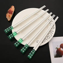 Load image into Gallery viewer, Green Sakura Chopsticks | Japanese Cherry Blossom Luxury - 5 Pair Set