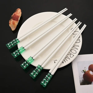 Green Sakura Chopsticks | Japanese Cherry Blossom Luxury - 5 Pair Set