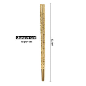 Silver & Gold Luxury Stainless Steel Chopsticks | Korean Metal Hammered - 1 Pair