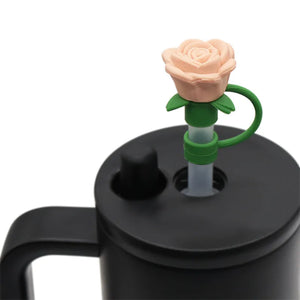 Rose Flower Straw Toppers | Silicone Stanley Cap Covers - 1 Pc