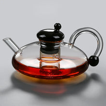 Load image into Gallery viewer, Flat Glass Teapot with Infuser | Clear High Borosilicate Tea Pot - 1 Pc