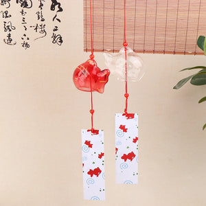 Red Fish Japanese Wind Chimes | Furin Glass Bell Hanging Decor - 1 Pc