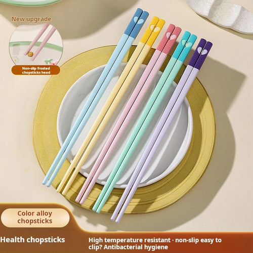 Colorful Fiberglass Chinese Chopsticks | Kawaii Heart Tableware - 5 Pc Set