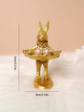 Load image into Gallery viewer, Gold Standing Rabbit Ring Holder | Jewelry Trinket Resin Dish - 1 Pc