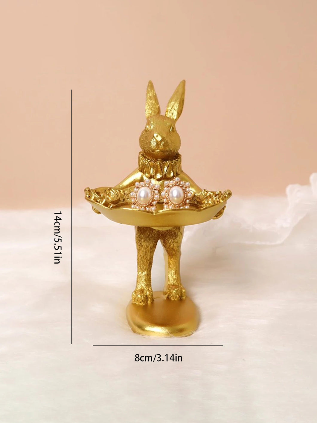 Gold Standing Rabbit Ring Holder | Jewelry Trinket Resin Dish - 1 Pc