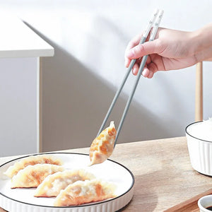 Light Blue Gray Chopsticks | Floral Korean Metal Tableware - 5 Pair Set