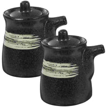 Load image into Gallery viewer, Black Ceramic Soy Sauce Bottle | Oil Vinegar Dispenser - 2 Pc Set