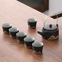Load image into Gallery viewer, Minimalist Mountain Design Japanese Tea Set | Teapot &amp; 6 Cups