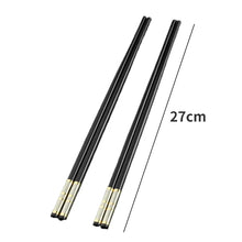 Load image into Gallery viewer, Striped Black Alloy Chopsticks Set | Gold Chinese Tableware - 10/20/30 Pairs