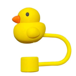 Yellow Duck Straw Toppers | Reusable Silicone Cap Covers - 1 Pc