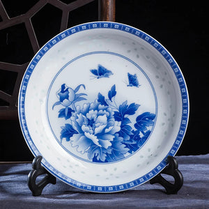 Chinese Blue And White Dinner Plates | Vintage Porcelain Ceramic Plate - 1 Pc