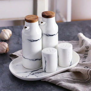 White Marble Ceramic Salt and Pepper Shakers | Seasoning Spice Container - 1 Pc