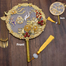 Load image into Gallery viewer, Luxury Bride Chinese Fan | Vintage Wedding Decorative Round - 1 Pc