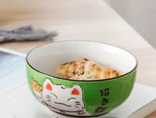 Load image into Gallery viewer, Colorful Lucky Cat Japanese Bowls | Round Donburi Ramen Ceramic Bowl - 1 Pc