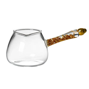 Glass Tea Dispenser with Gold Handle | Japanese Chinese Teapot - 1 Pc