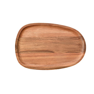 Oval Shapes Wooden Serving Tray | Large Solid Wood Dinner Plates - 1 Pc