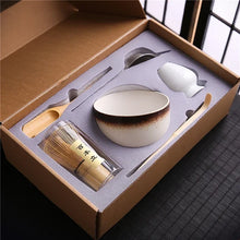 Load image into Gallery viewer, White &amp; Brown Matcha Set | Japanese Tea with Whisk Holder - 6 Pc