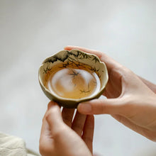 Load image into Gallery viewer, Bamboo Chinese Tea Cup | Golden Painted Ceramic Teaware - 80 ml