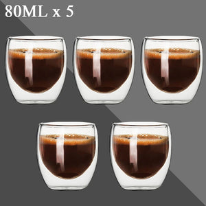 Double Wall Espresso Cups Set | Transparent Shot Glasses