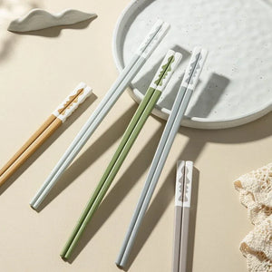 Wavy Korean Chopsticks Set | Modern Autumn Color Tableware - 5 Pairs