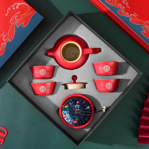 Chinese Wedding Red Ceramic Tea Set | Red Vietnamese Ceremony Porcelain Pot Cup