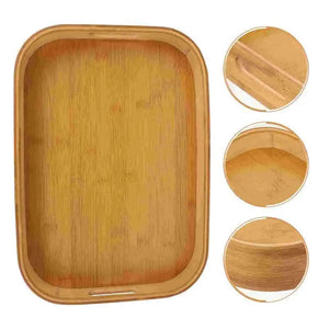 Wooden Serving Tray with Handles | Deep Bamboo Platter - 1 pc