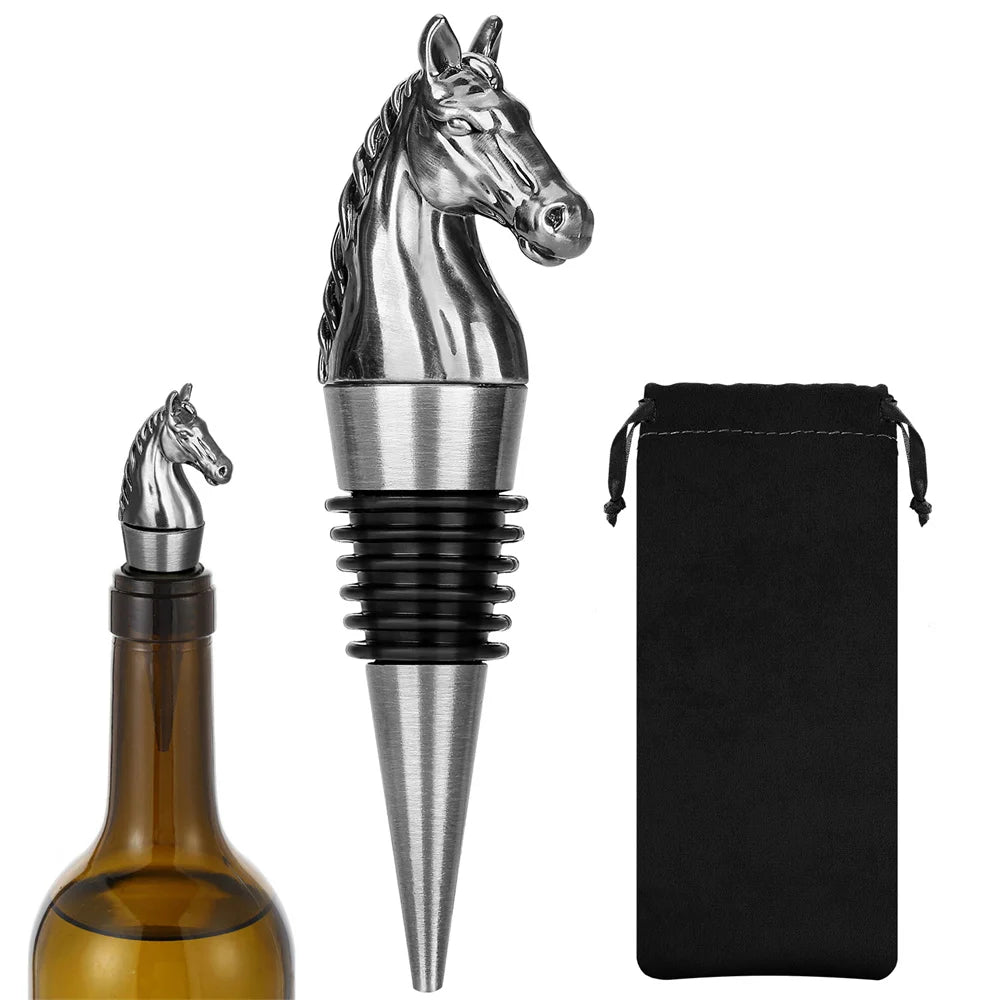 Horse Metal Wine Bottle Stoppers | Dog Squirrel Decorative Caps - 1 Pc