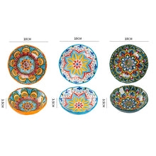 Load image into Gallery viewer, Bright Colorful Bohemian Ceramic Small Soy Sauce Dish - 3 Pc Set