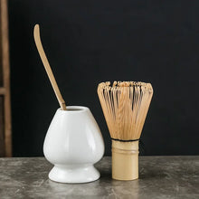 Load image into Gallery viewer, Traditional Japanese Matcha Set with Bamboo Whisk, Spoon, and Ceramic Stand - 3 Piece Set