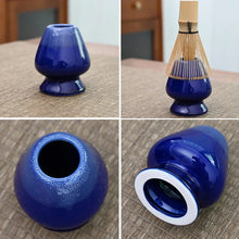 Load image into Gallery viewer, Blue Matcha Tool Set | Bamboo Whisk, Tea Scoop, and Holder - 3 Pc