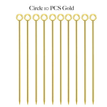 Load image into Gallery viewer, Circle Metal Cocktail Picks | Rose Gold Toothpick Skewers - 10 Pc Set