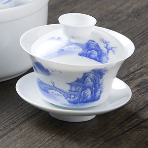 Bone China Gaiwan | White Porcelain Teapot Cup Set - 1 Pc