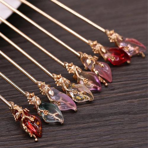 Crystal Inspired Chinese Hanfu Hair Sticks Chopsticks | Metal Hairpin for Buns