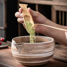 Load image into Gallery viewer, 4-Piece Matcha Bowl Whisk Scoop and Whisk Holder Set | Bamboo Wisk and Spoon with Chawan - 1 Set