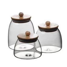 Load image into Gallery viewer, Short Dome Spice Jars with Wooden Lid | Sealed Tea Canister - 1 Pc