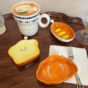 Cute Bread Pastry Sauce Dish | Soy Seasoning Dipping Bowl - 1 Pc