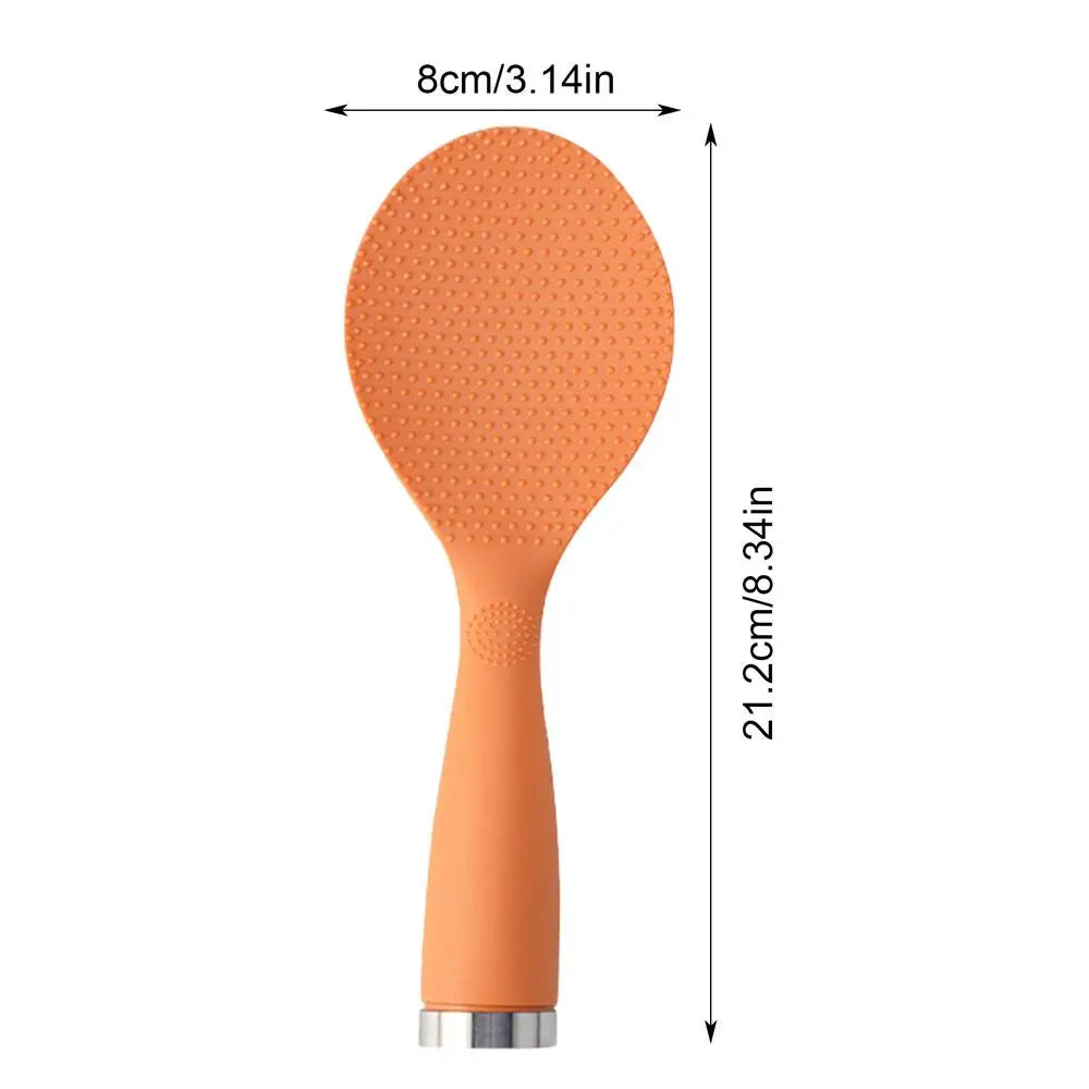 Cute Orange Standing Rice Paddle | Non-Stick Long Handle Shamoji Spoon Scoop Spatula - 1 Pc