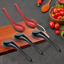 Load image into Gallery viewer, Traditional Black and Red Chinese Asian Soup Spoons for Miso Soup | 5 Pcs