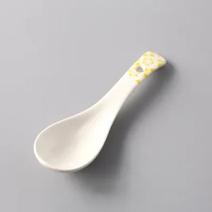 White Asian Soup Spoons | Classic Japanese Ceramic Spoon Tableware - 1 Pc